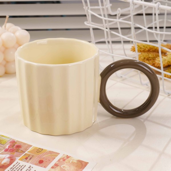 HS-TCB6001 Color-Block Big-Ear Mug (Glossy) 260ml - Beige