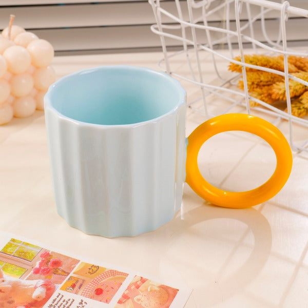 HS-TCB6001 Color-Block Big-Ear Mug (Glossy) 260ml - Light Blue