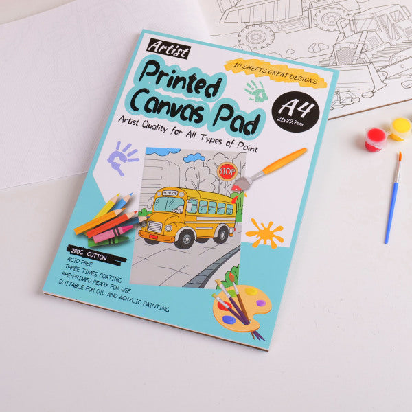 Little Car Town - A4 Canvas Coloring Book 10pcs