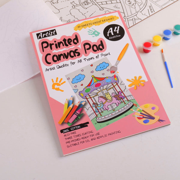 Carousel Bunny - A4 Canvas Coloring Book 10pcs