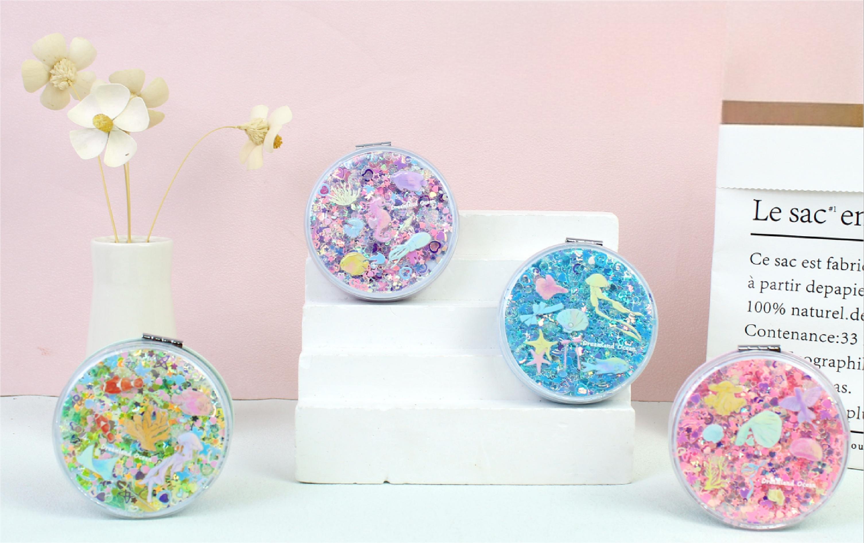 Ocean Series Round Rhinestone Mirror