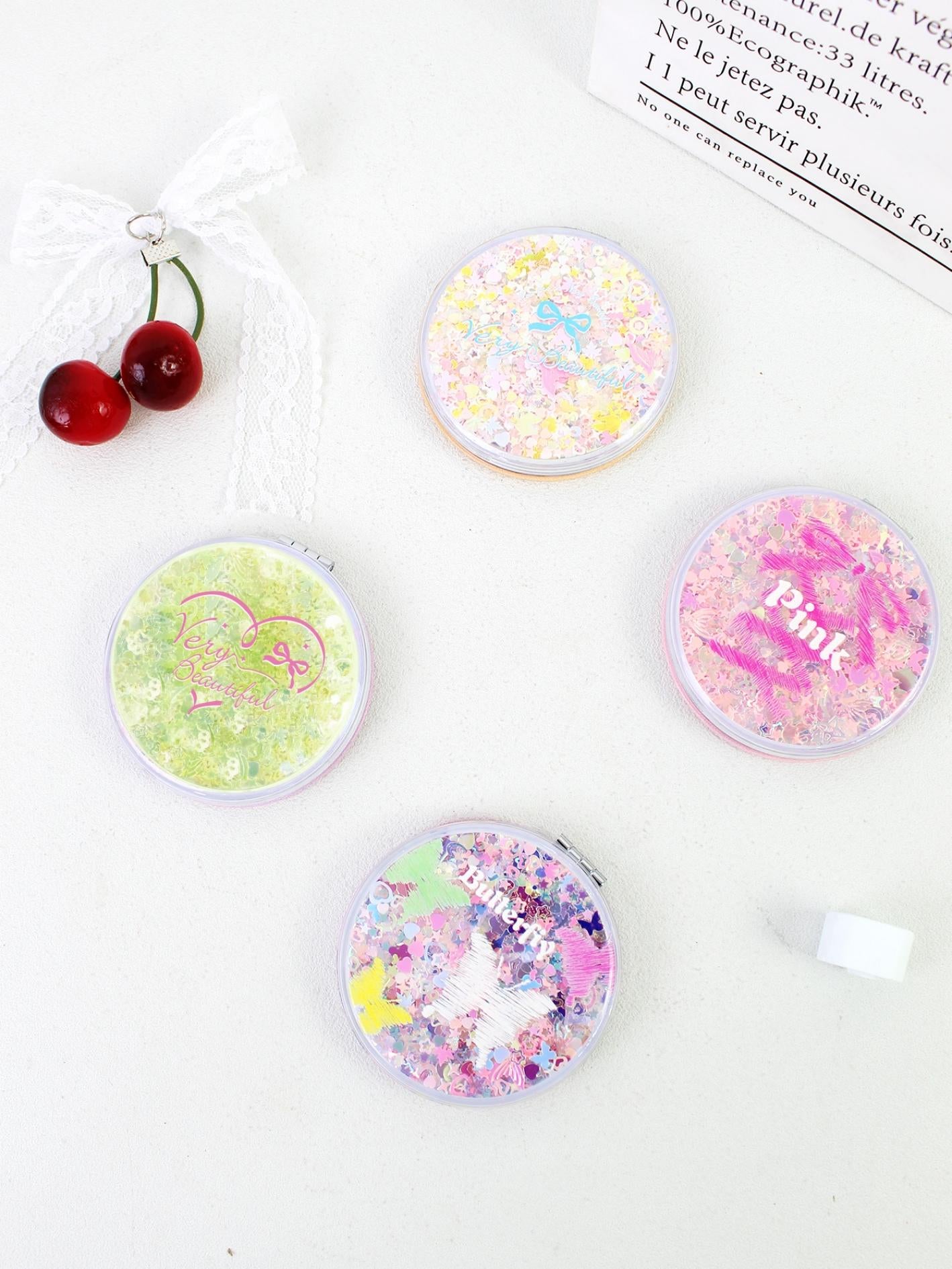 Minimalist Round Rhinestone Mirror