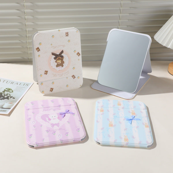 Floral Foldable Leather Mirror – Bow Sticker