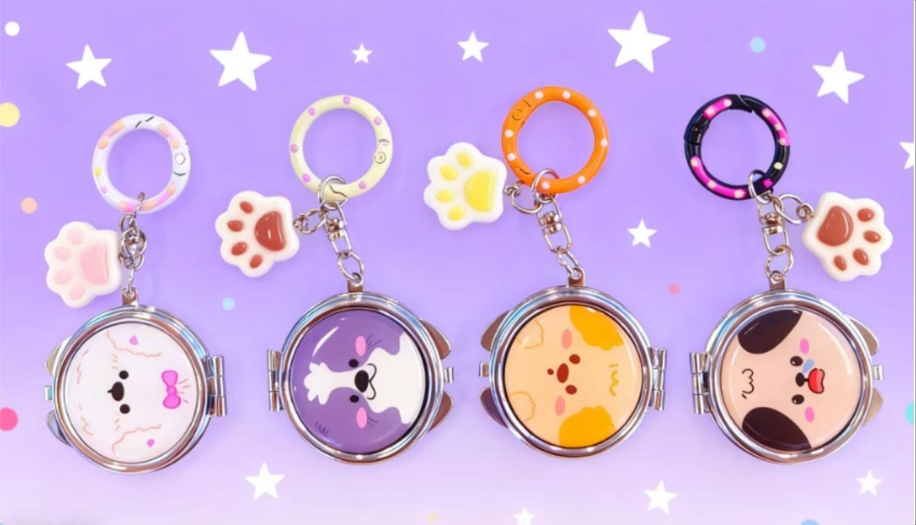 Round Animal Resin Keychain Mirror