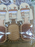 brown cute character love comb