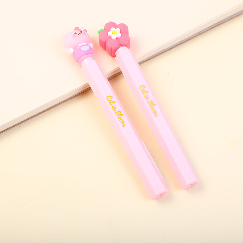 Cherry blossom and cat lipstick gel pen-blue