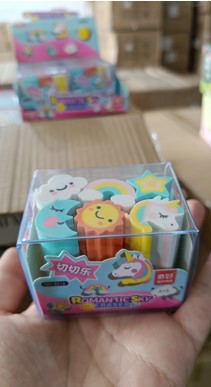 six pcs eraser unicorn & stars