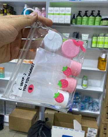 pink straw berry empty bottles