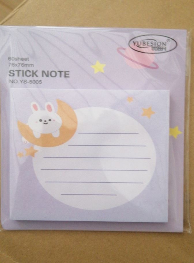 60 sheets rabbit on moon sticky notes