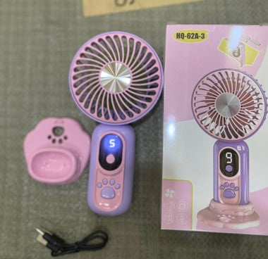 pink kitty handheld fan